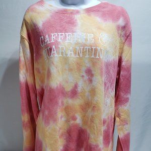 Modern Canvas Women's Tie Dye "Caffeine & Quarantine" Sweatshirt Size XL